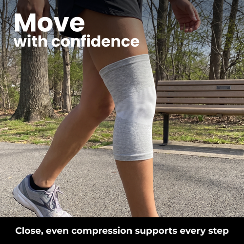 BambooFlex knee sleeve providing close compression on a walk