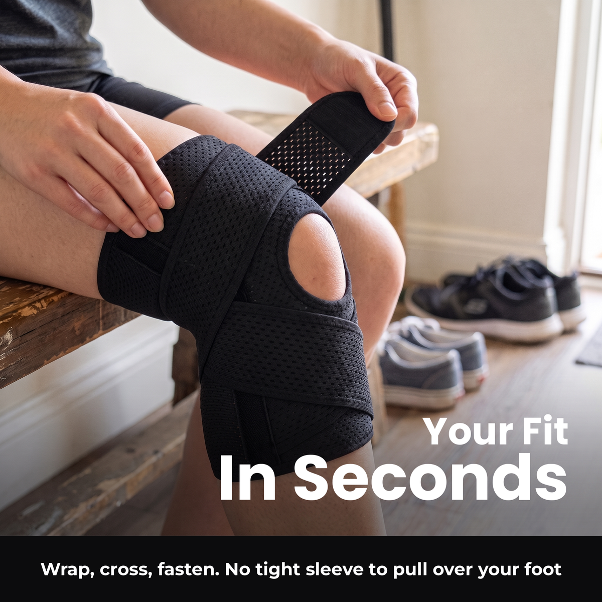 Voria KneeEase wrap fit in seconds